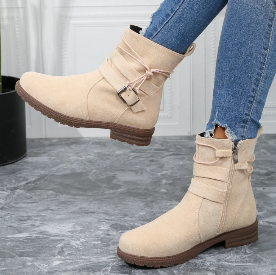 Bottes femme fermeture éclair et boucle