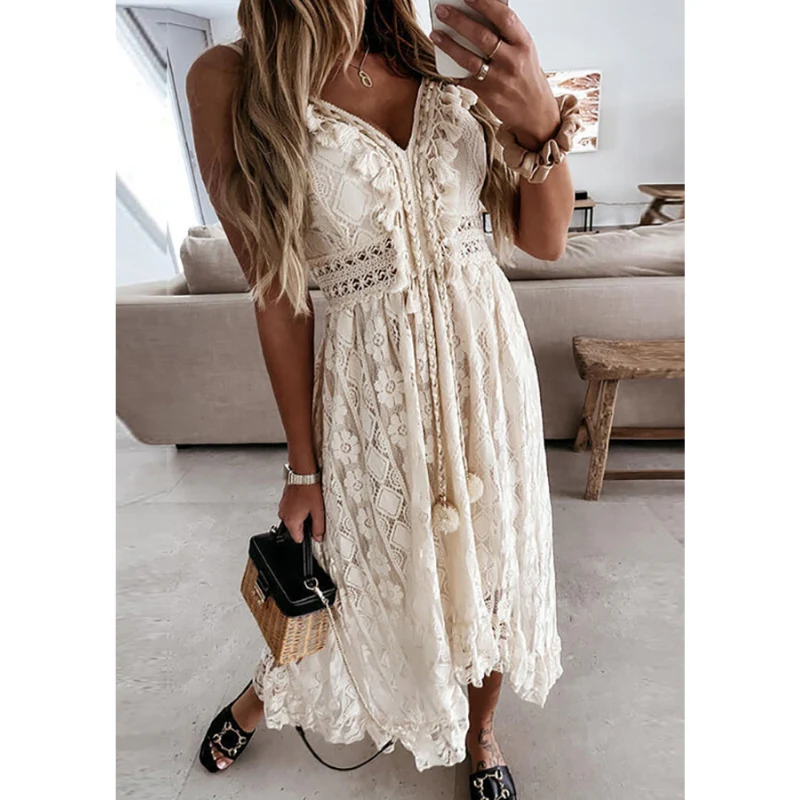 Robe longue Georgia col V tendance - Image 2