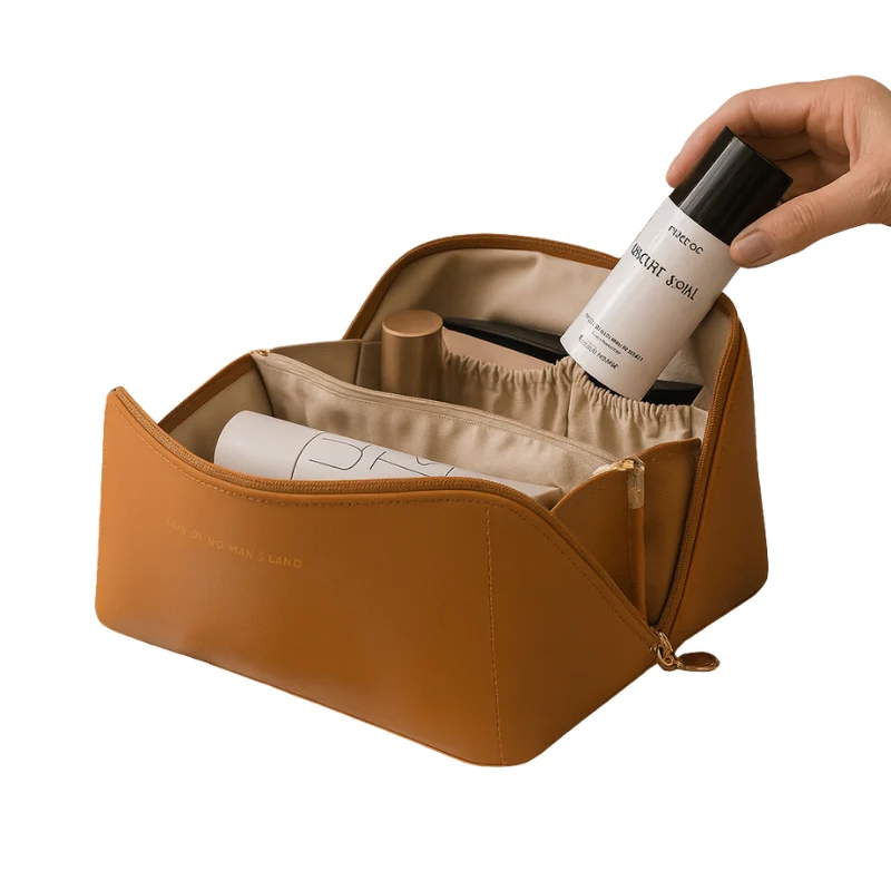 Trousse cosmétique grande capacité avec poches à fermeture éclair - Image 3