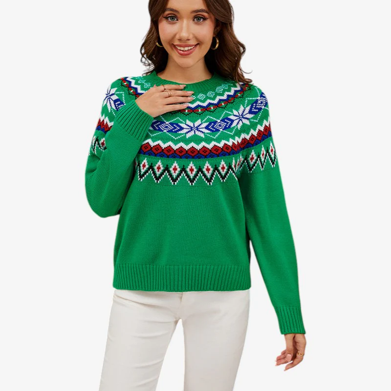Dames Kerst Trui Slim Fit met Feestelijke Print