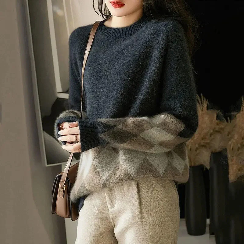Pull femme tricoté oversize motifs géométriques - Image 5