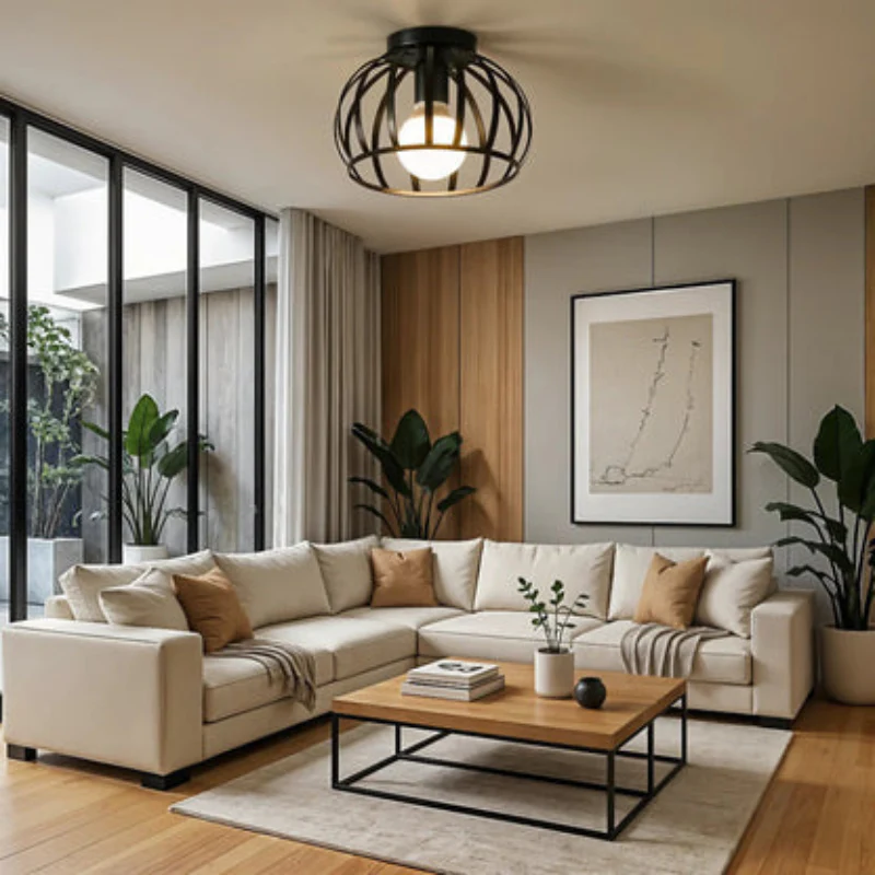 Plafonnier LED rond intérieur en métal - Image 5
