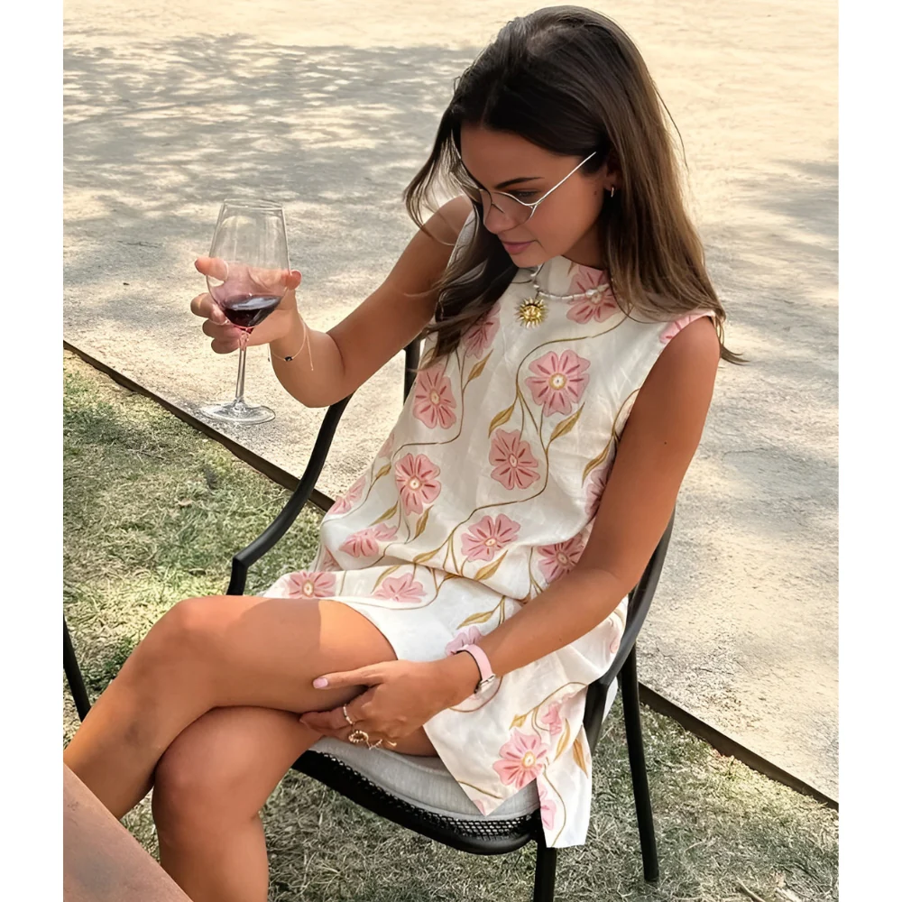 Robe Élégante Sans Manches à Imprimés Floraux - Image 2