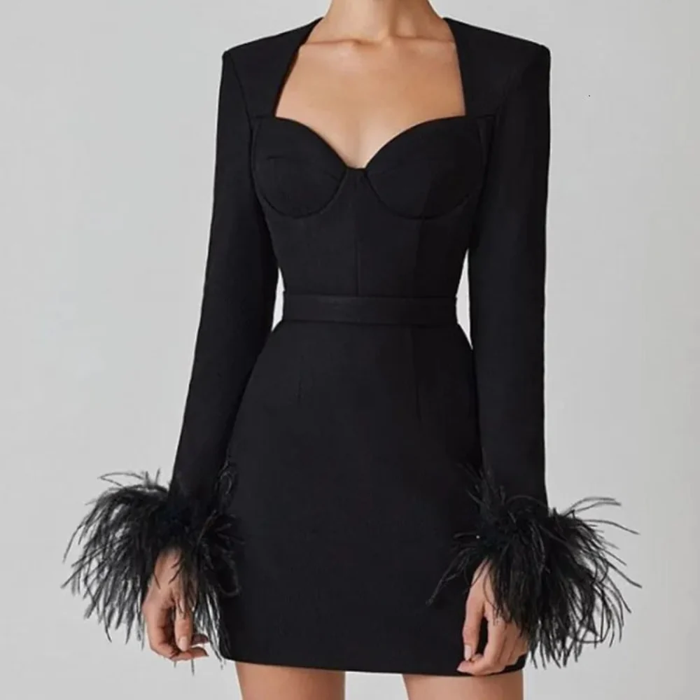 Robe midi femme manches longues avec ceinture taille haute - Image 3