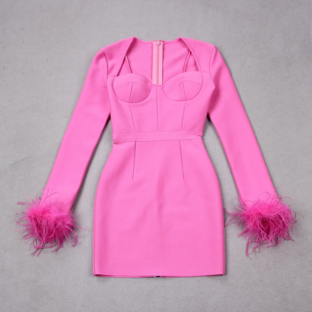 Robe midi femme manches longues avec ceinture taille haute - Image 5