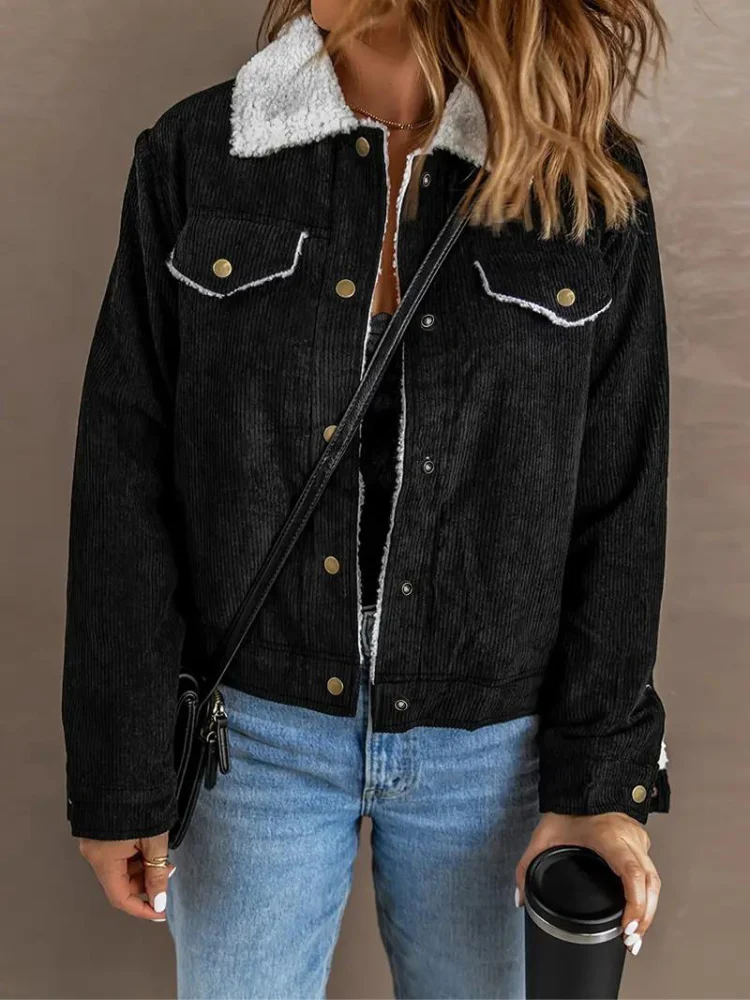 Veste d'hiver boutonnée pour femmes avec col montant - Image 4
