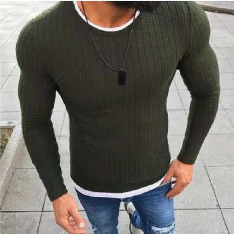 Sweat-shirt homme slim col ras du cou manches longues