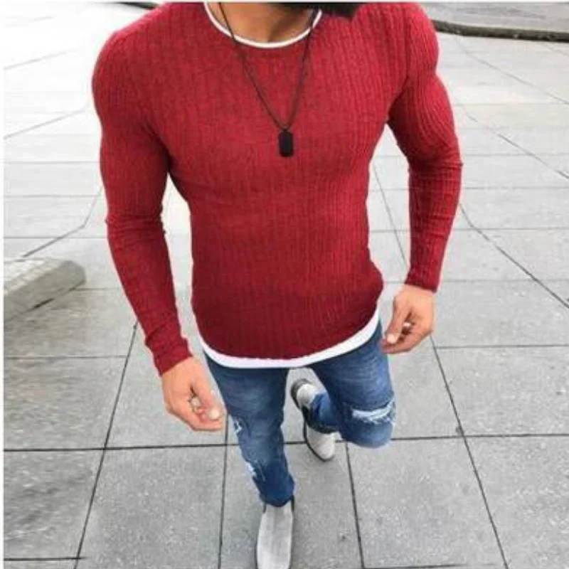 Sweat-shirt homme slim col ras du cou manches longues - Image 4