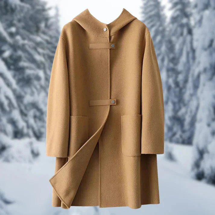 Manteau femme à capuche en maille chaude