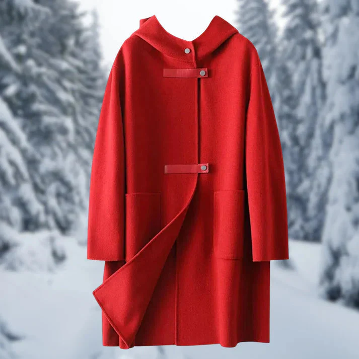 Manteau femme à capuche en maille chaude - Image 3