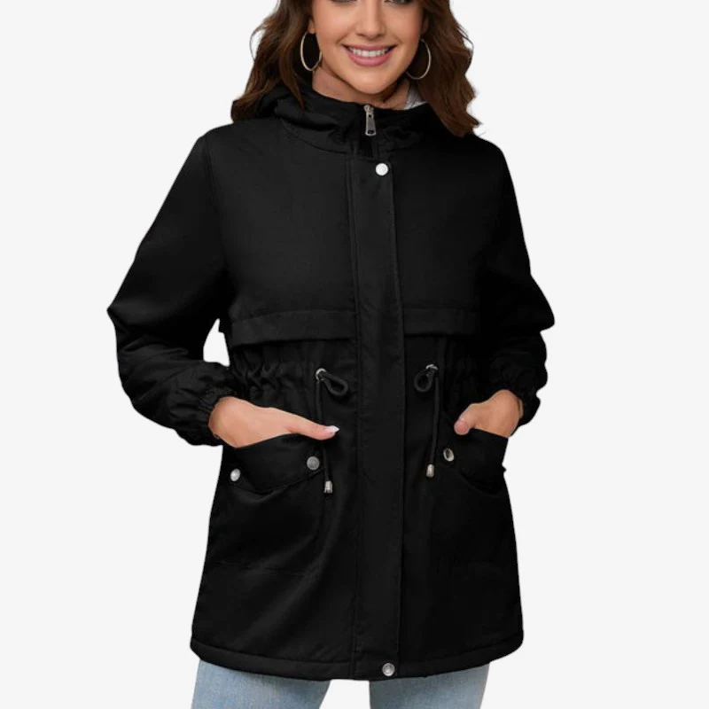Parka femme à capuche manches longues
