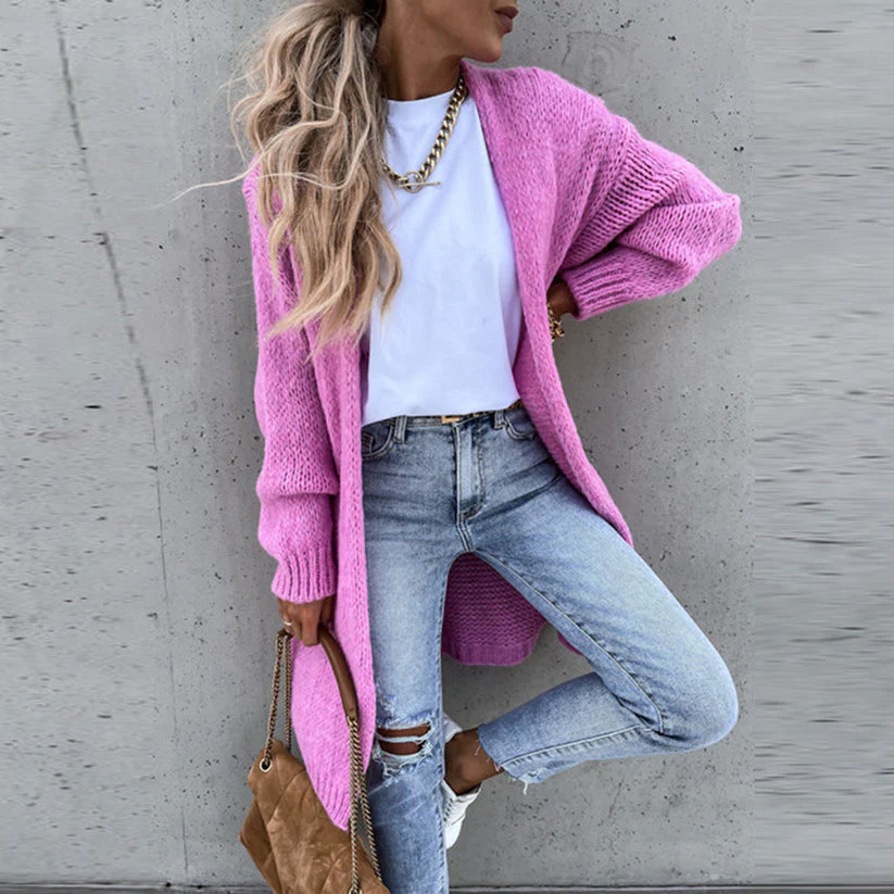 Cardigan femme ample manches longues en maille douce - Image 6
