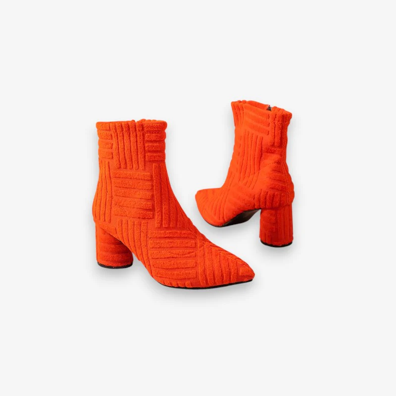 Bottines bout pointu talon carré fermeture zippée latérale - Image 4