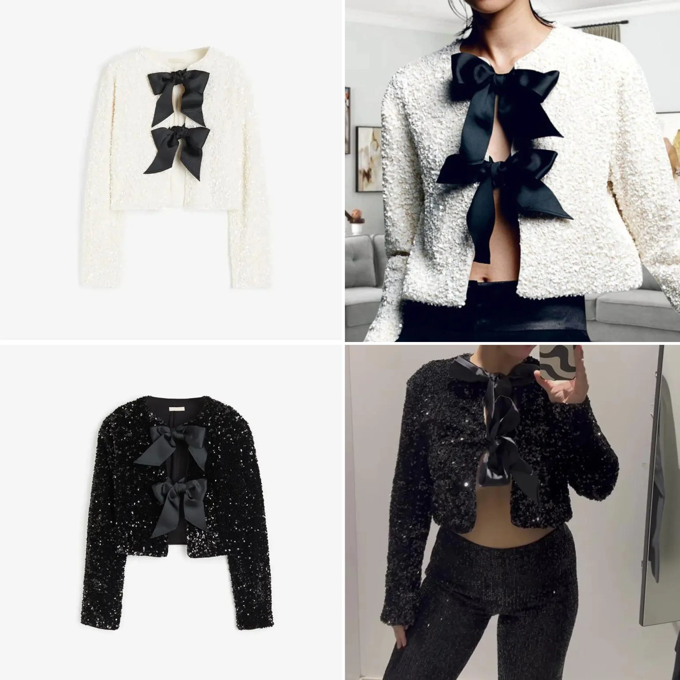 Veste à paillettes glamour avec nouage sur le devant - Image 4