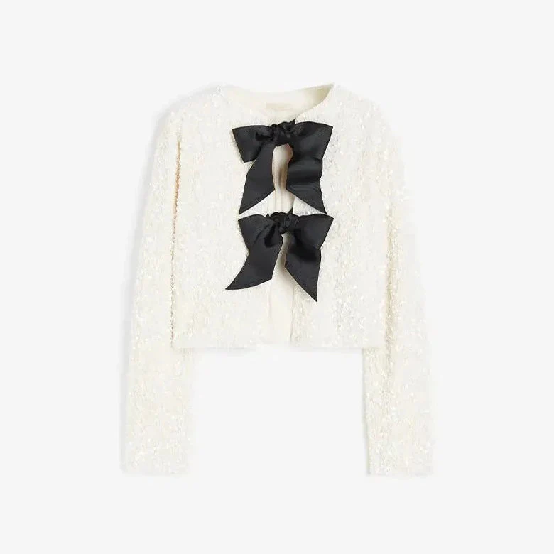 Veste à paillettes glamour avec nouage sur le devant - Image 5