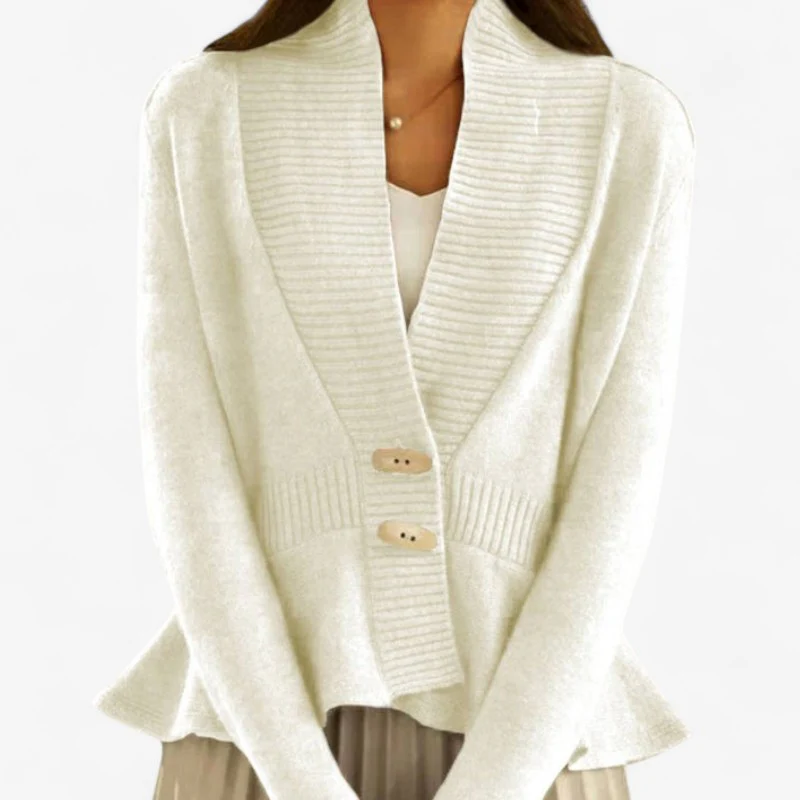 Cardigan femme col V à volants peplum | - Image 2