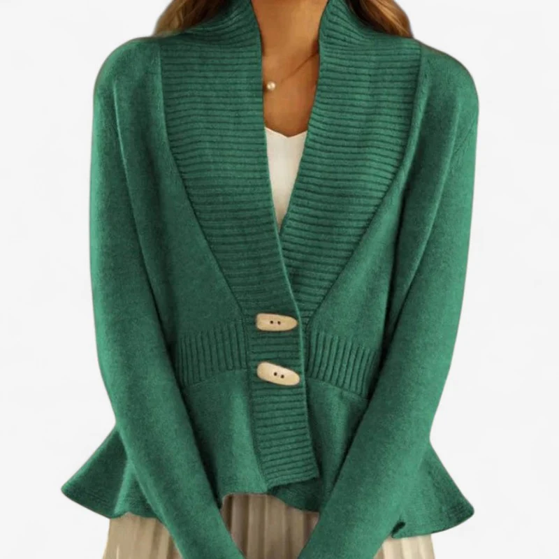 Cardigan femme col V à volants peplum | - Image 3