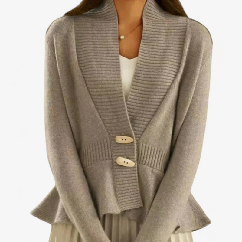 Cardigan femme col V à volants peplum | - Image 4