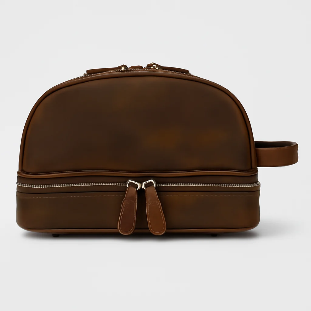 Sac portefeuille en cuir avec poches zippées multiples