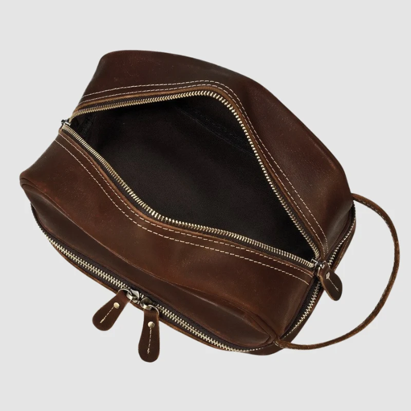 Sac portefeuille en cuir avec poches zippées multiples - Image 2
