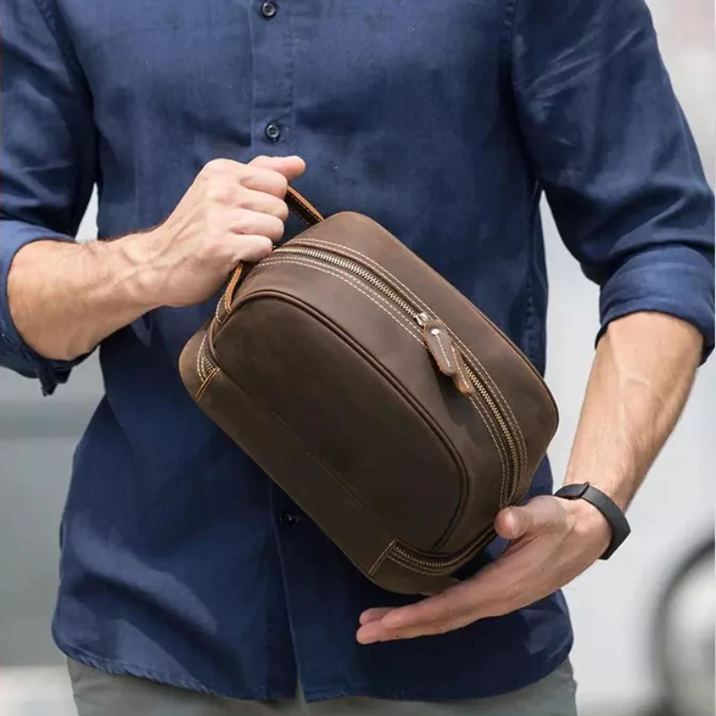 Sac portefeuille en cuir avec poches zippées multiples - Image 5