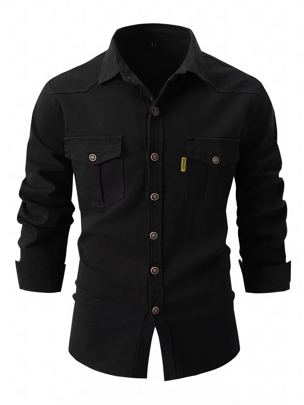 Henrik – Chemise à manches longues avec col rabattu et patte de boutonnage