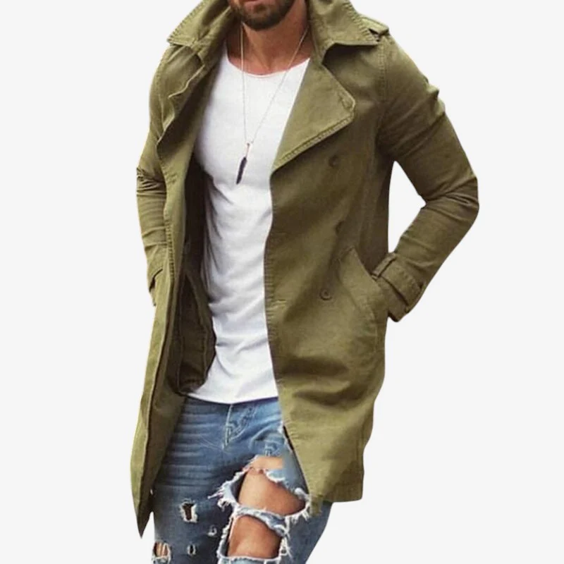Manteau long homme coupe classique manches longues avec poches - Image 3