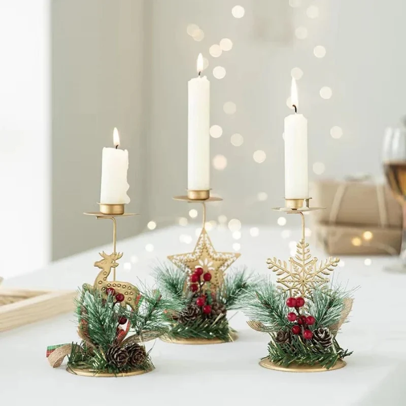 Porte-bougie de Noël festif en fer - Image 2