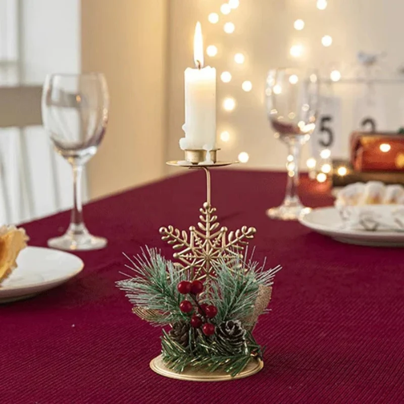 Porte-bougie de Noël festif en fer - Image 3