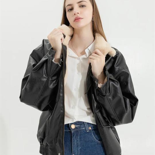 Manteau femme long doublé fourrure avec poches