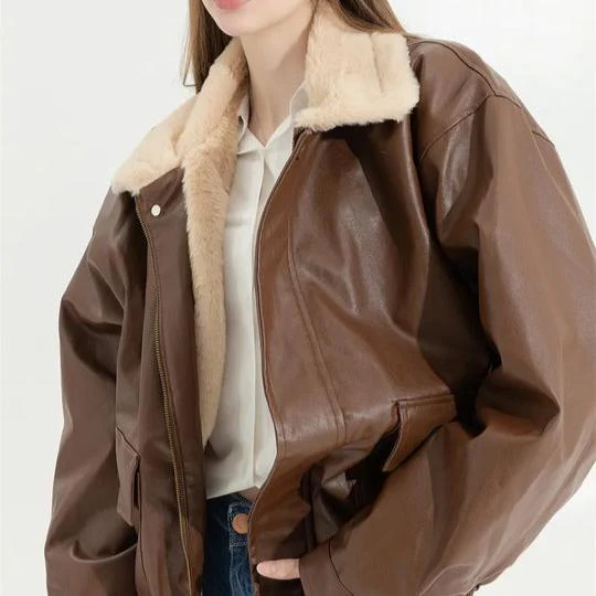 Manteau femme long doublé fourrure avec poches - Image 3