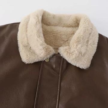 Manteau femme long doublé fourrure avec poches - Image 9