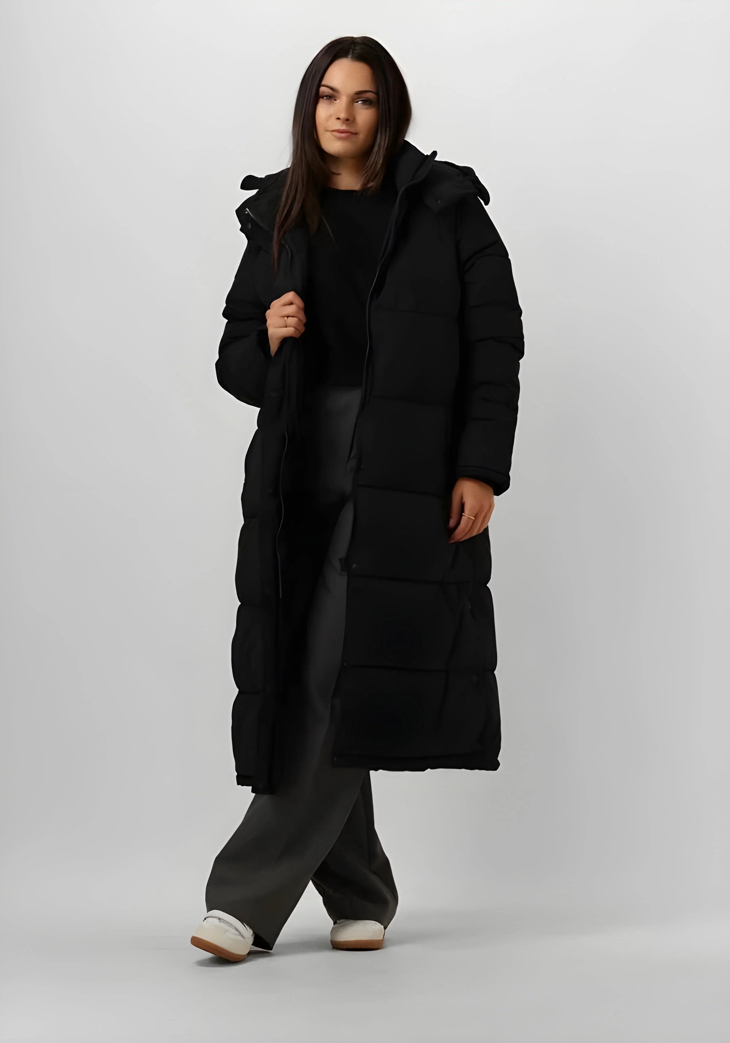 Manteau long femme à capuch
