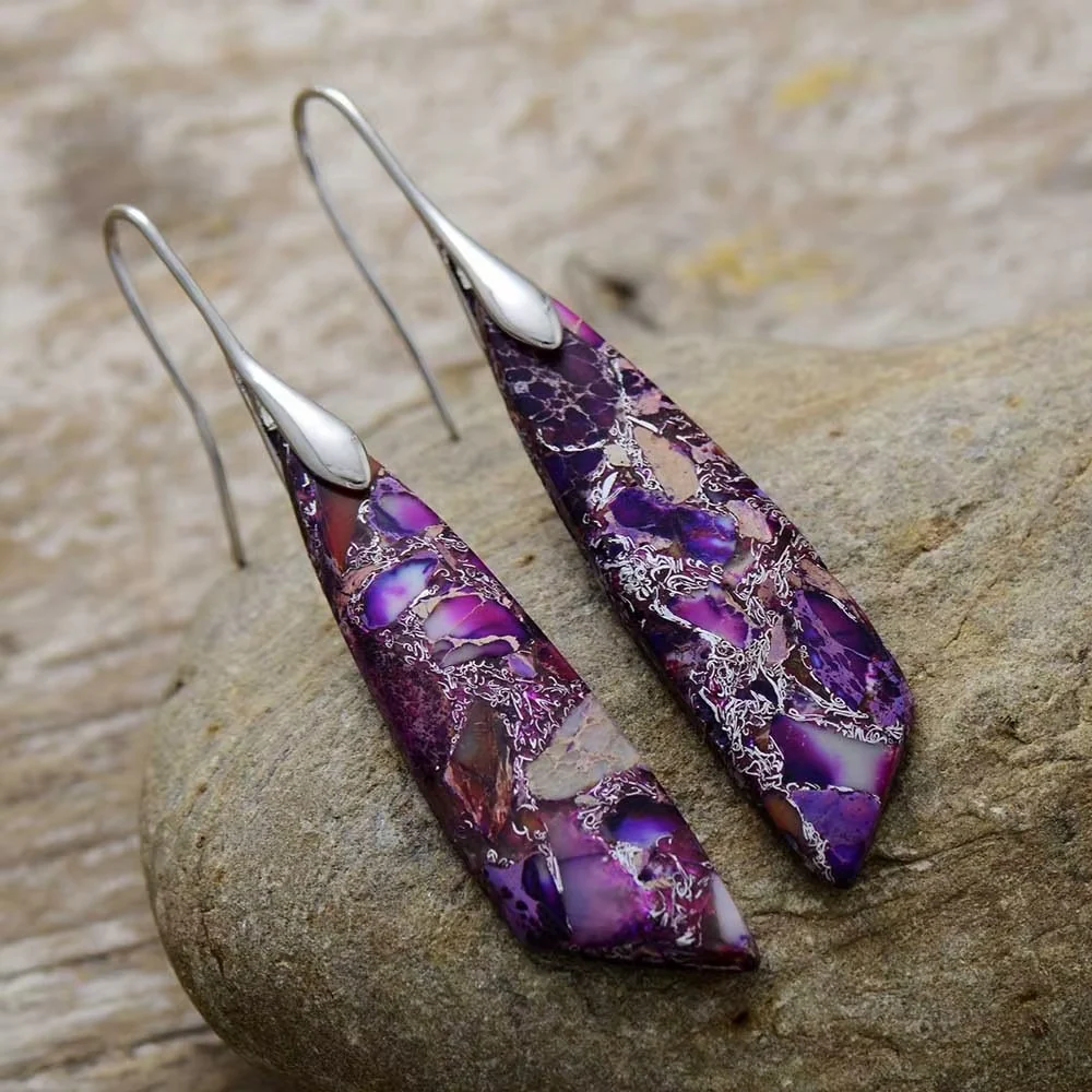 Boucles d'Oreilles Vintage avec Pierres Naturelles - Image 2