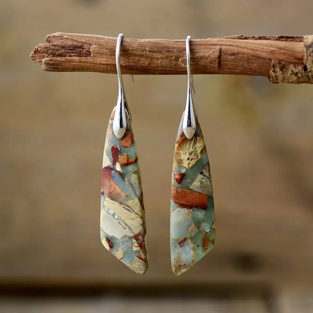 Boucles d'Oreilles Vintage avec Pierres Naturelles - Image 6