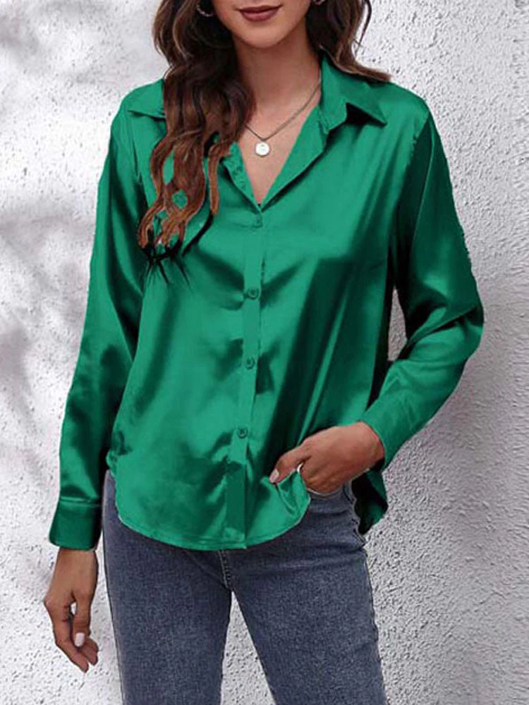 Chemisier femme manches longues col classique boutonné