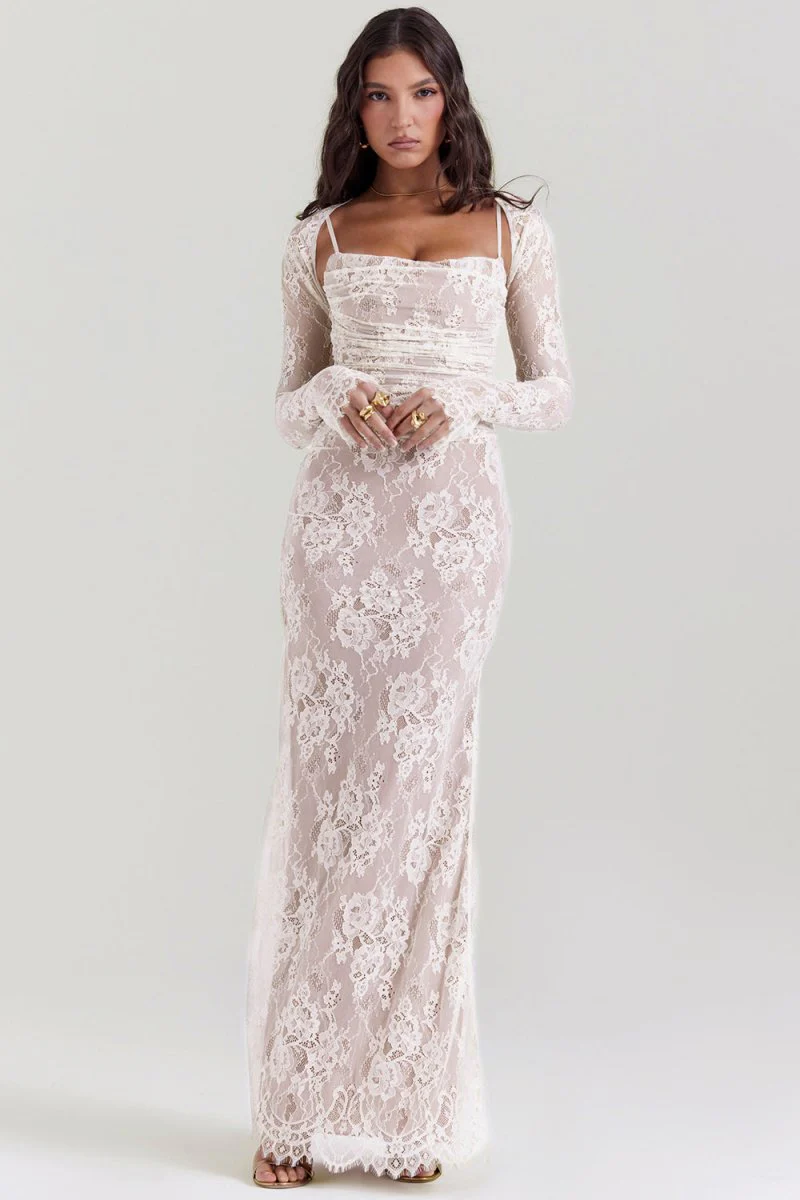 Robe moulante femme manches longues décolleté carré - Image 3