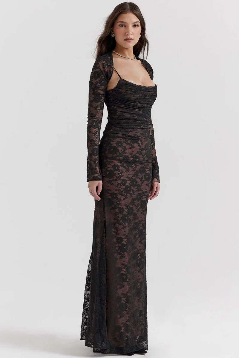 Robe moulante femme manches longues décolleté carré - Image 6