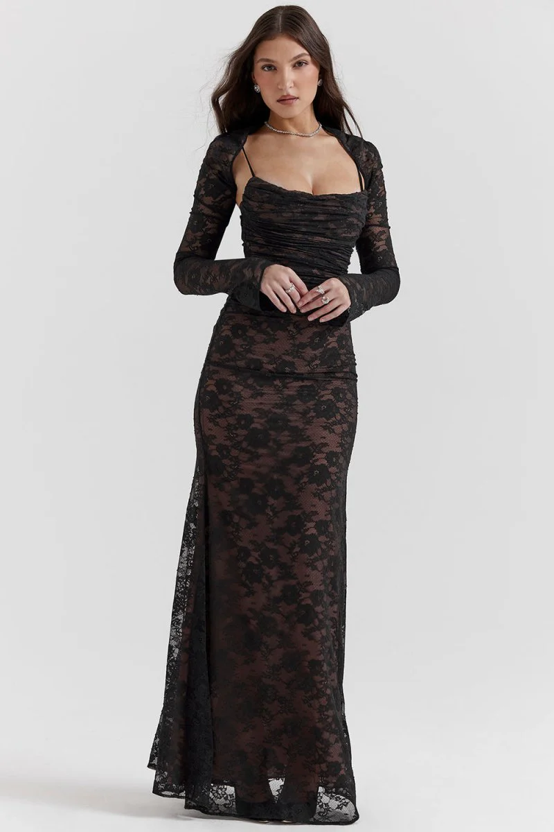 Robe moulante femme manches longues décolleté carré - Image 7