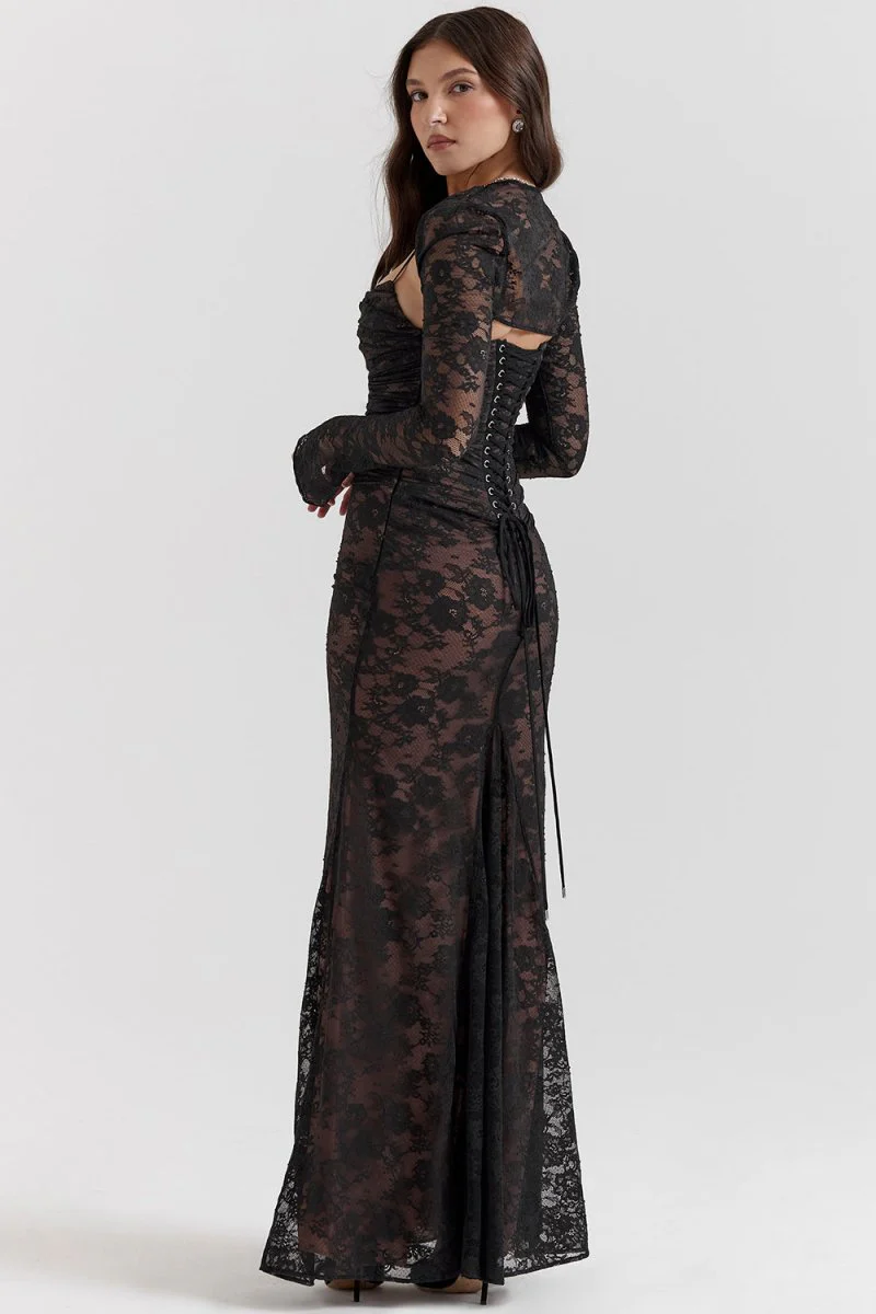 Robe moulante femme manches longues décolleté carré - Image 9
