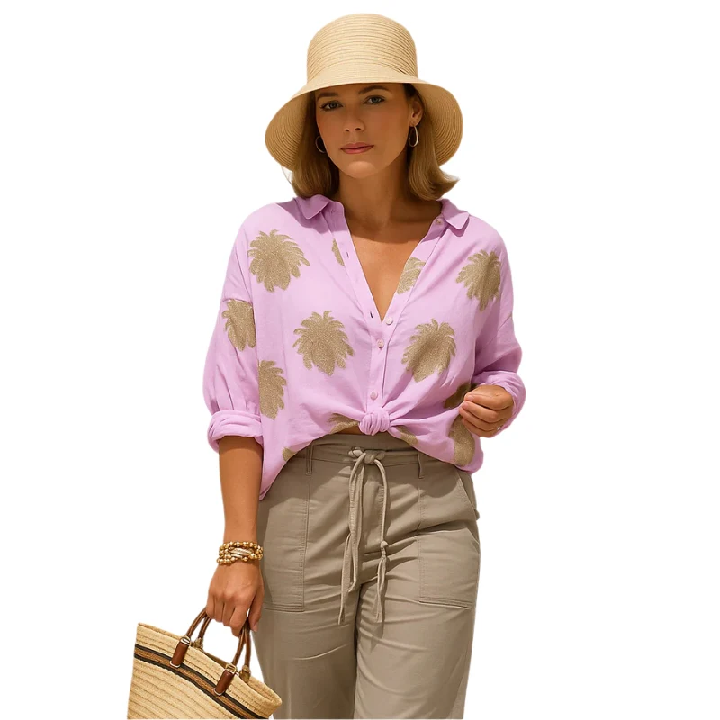 Chemise boutonnée à manches longues avec décolleté en V - Image 3