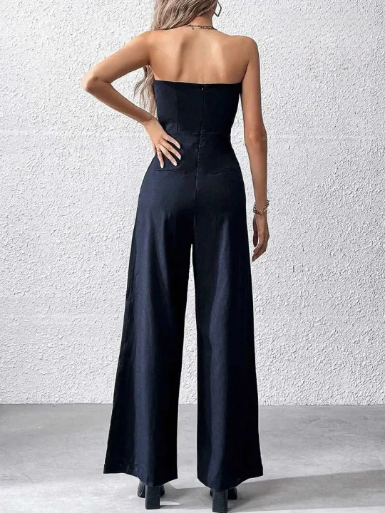 Combinaison femme bustier sans bretelles avec poches latérales - Image 3