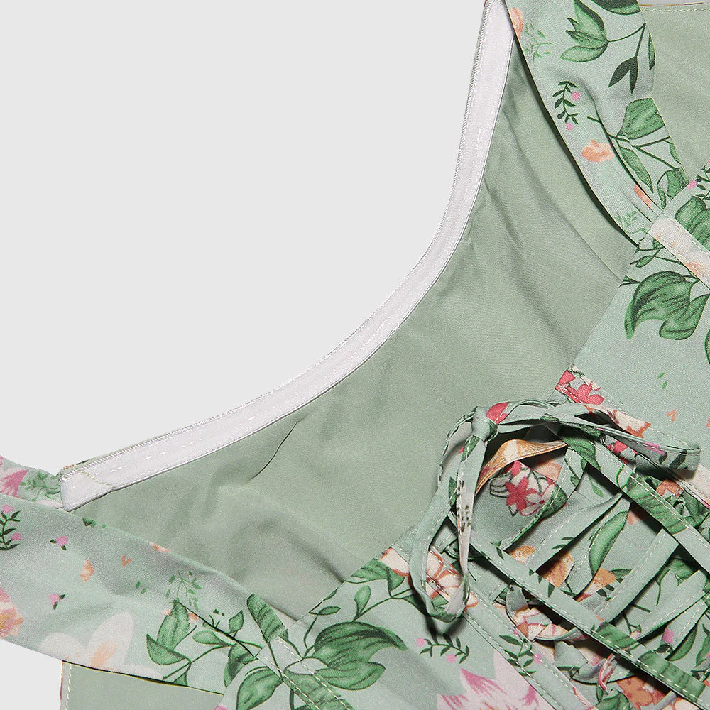 Robe fleurie femme silhouette trapèze - Image 17