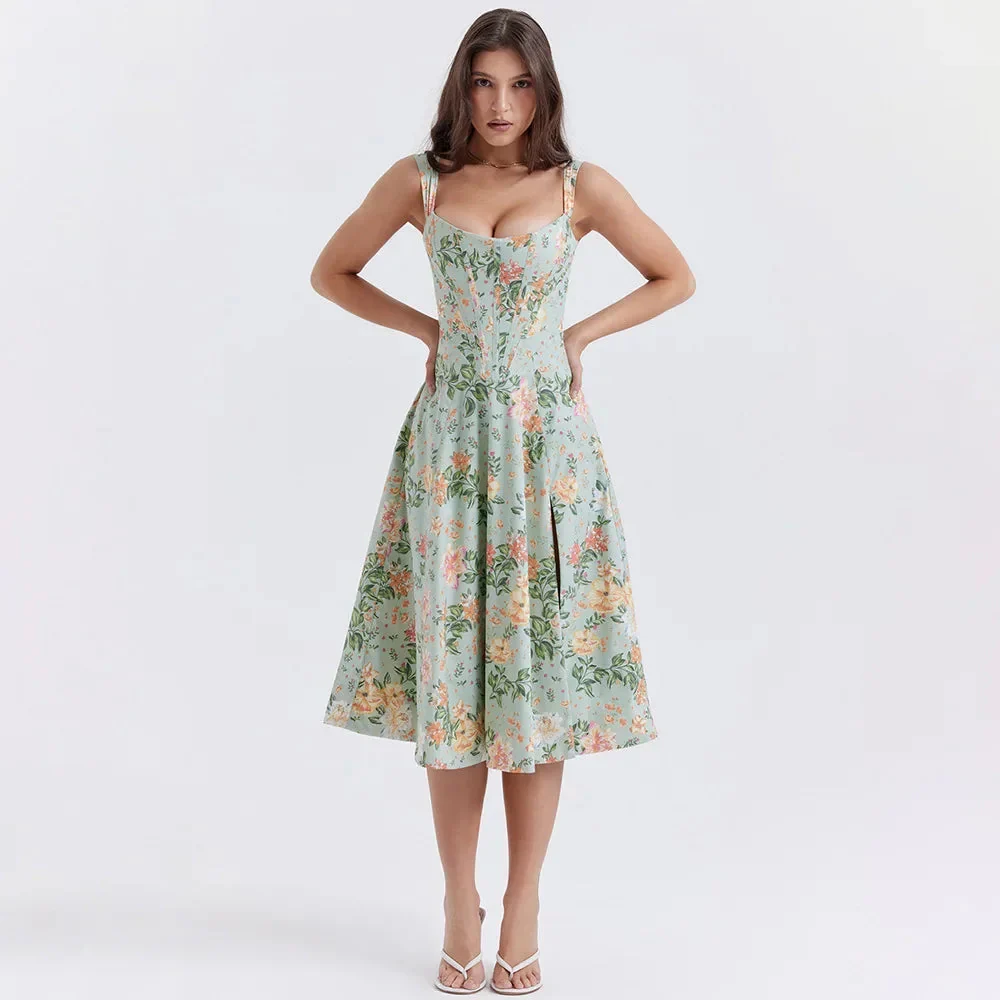 Robe fleurie femme silhouette trapèze - Image 2