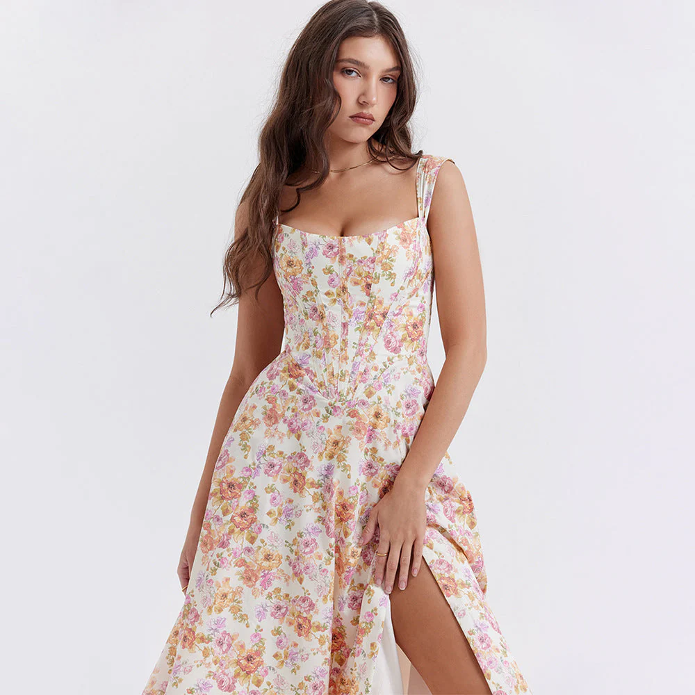 Robe fleurie femme silhouette trapèze - Image 8