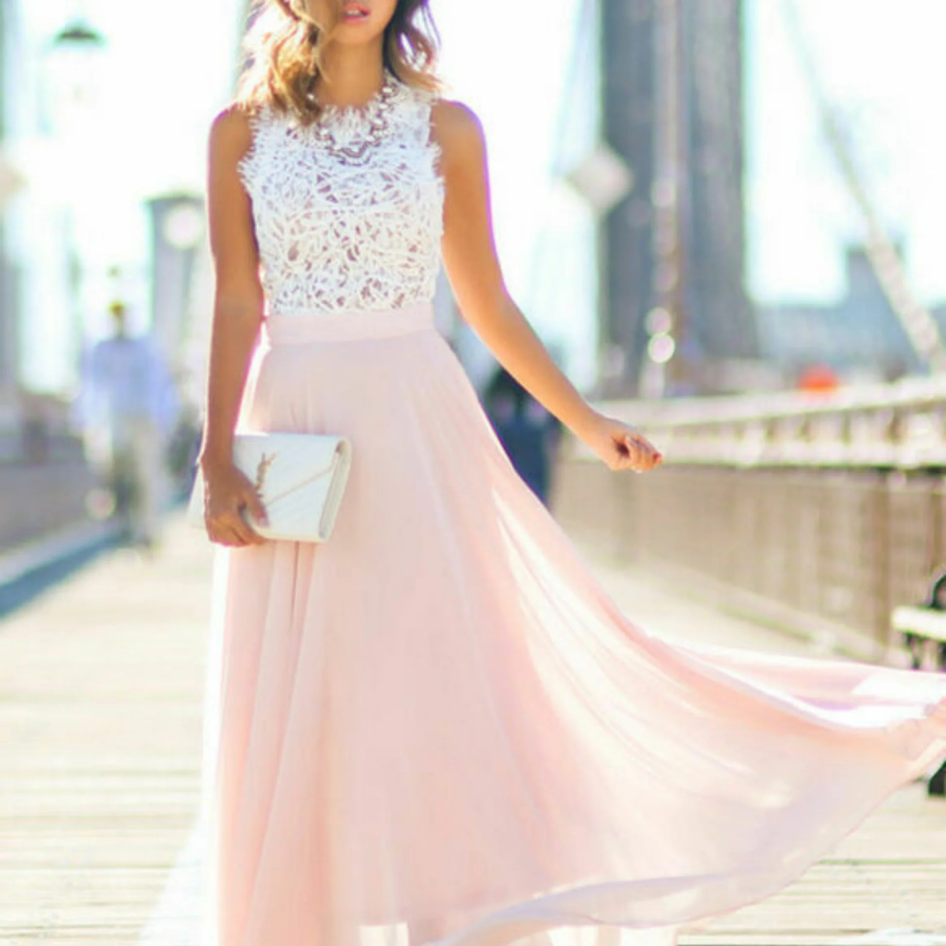 Robe longue femme élégante jupe fluide