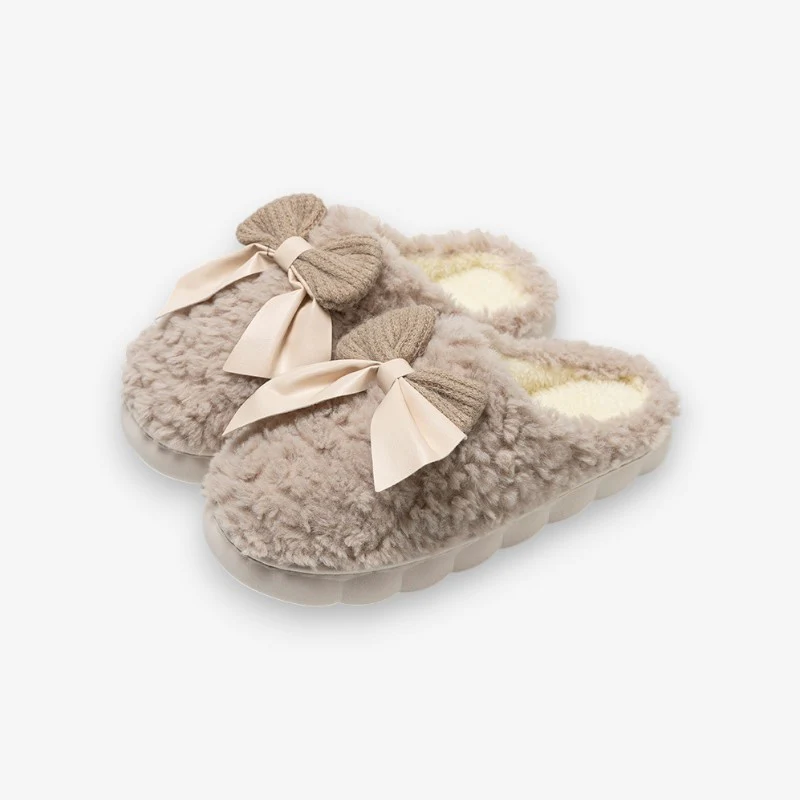 Chaussons femme à bout rond avec nœud décoratif - Image 4