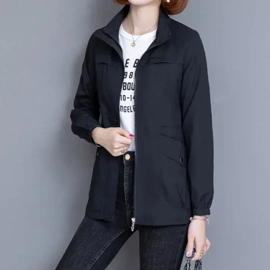 Veste coupe-vent femme slim col montant