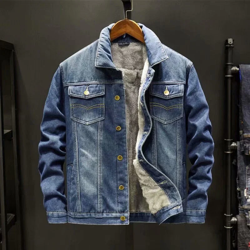 Veste d’hiver en jean homme doublure multicouche - Image 12