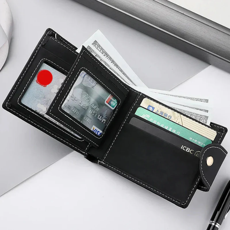 Portefeuille RFID en cuir compact avec poches multicouches - Image 3